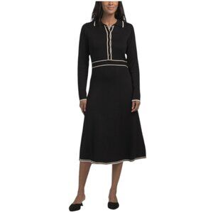 MAX STUDIO Long Sleeve Contrast Trim Sweater Dress